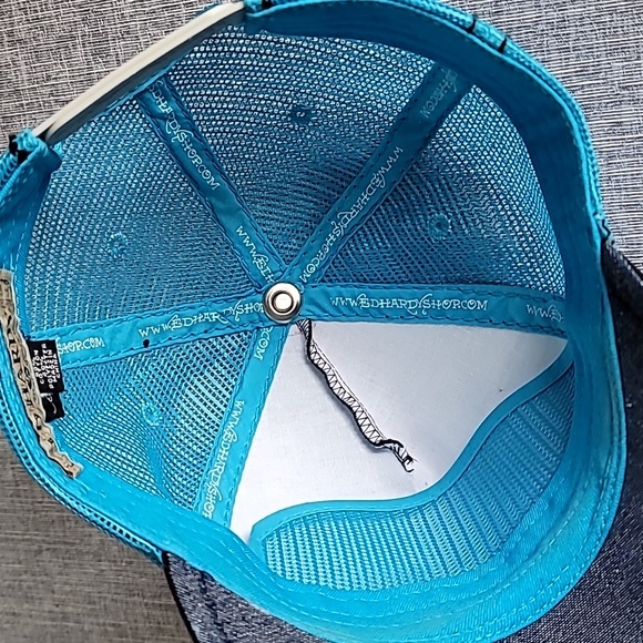 Vintage Y2K Ed Hardy Adjustable Bling Trucker Hat Blue Orange Mesh main image 11
